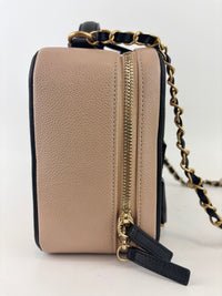 CC Filigree Vanity Case in Beige/Black Caviar Leather AGHW