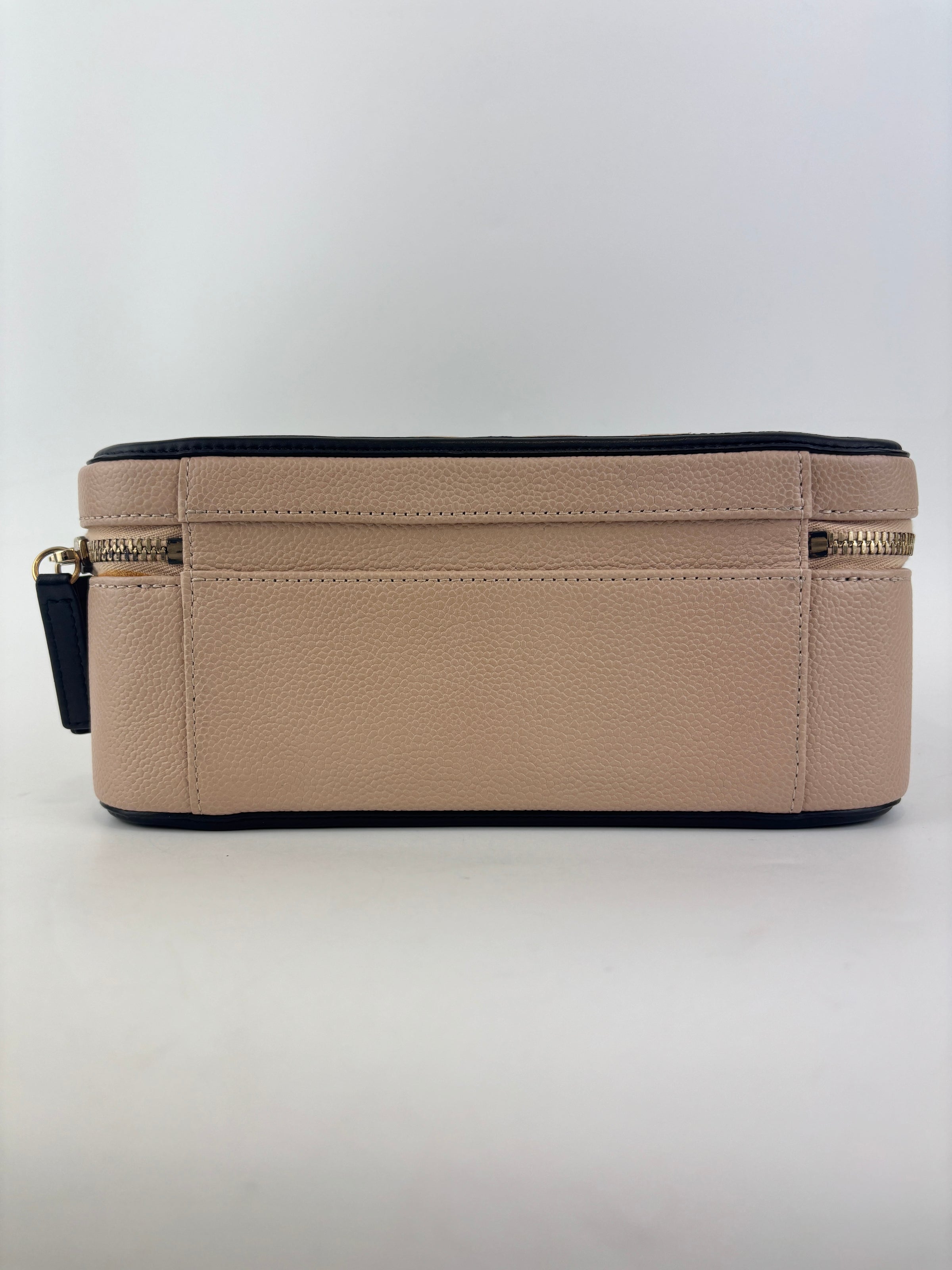 CC Filigree Vanity Case in Beige/Black Caviar Leather AGHW