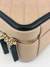 CC Filigree Vanity Case in Beige/Black Caviar Leather AGHW