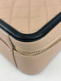 CC Filigree Vanity Case in Beige/Black Caviar Leather AGHW