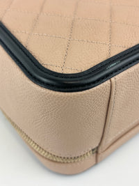 CC Filigree Vanity Case in Beige/Black Caviar Leather AGHW