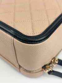 CC Filigree Vanity Case in Beige/Black Caviar Leather AGHW