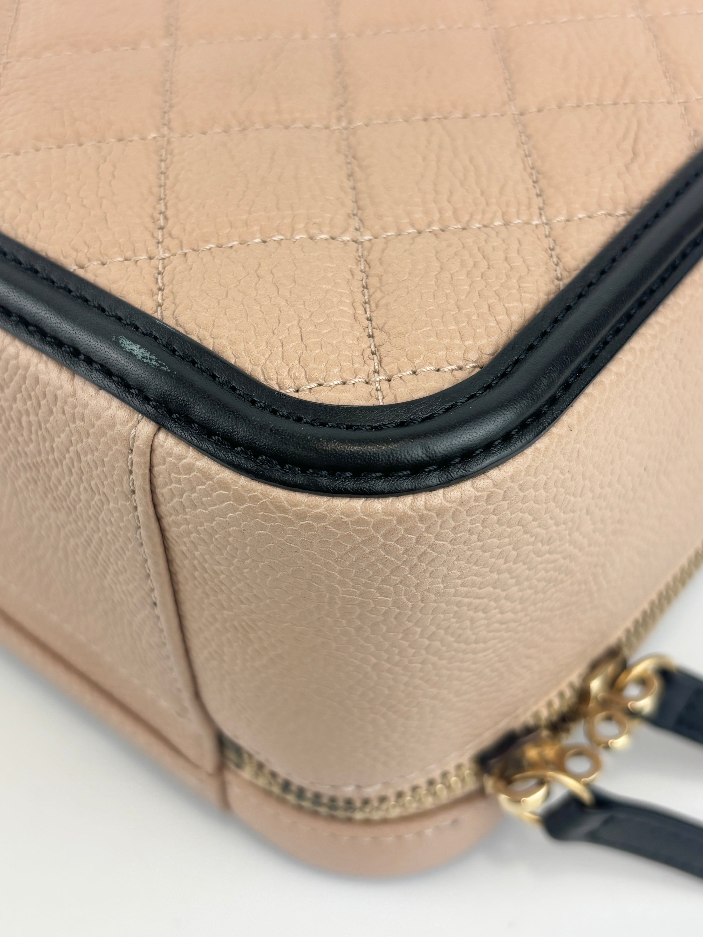 CC Filigree Vanity Case in Beige/Black Caviar Leather AGHW