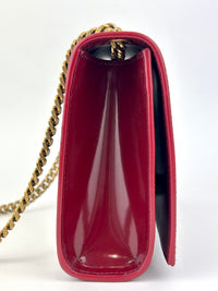 Kate Small Chain Bag in Off White Lambskin &amp; Oxblood Red Patent Border