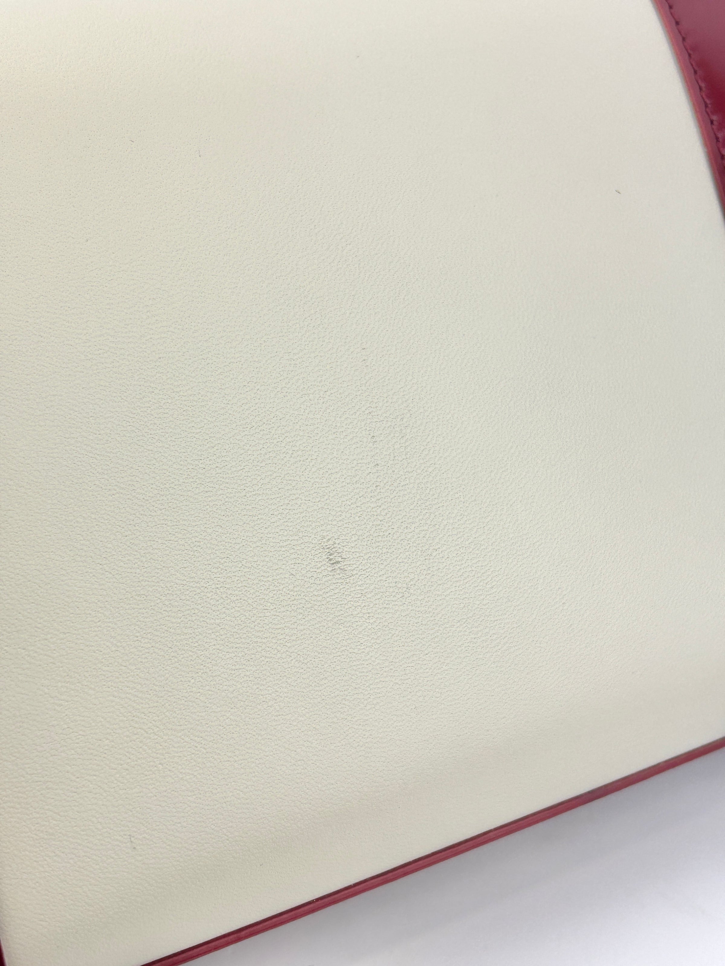 Kate Small Chain Bag in Off White Lambskin &amp; Oxblood Red Patent Border