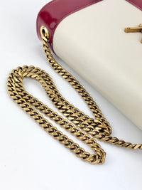 Kate Small Chain Bag in Off White Lambskin &amp; Oxblood Red Patent Border
