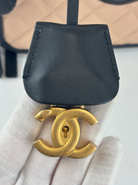 CC Filigree Vanity Case in Beige/Black Caviar Leather AGHW