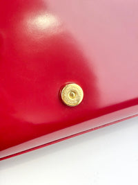 Kate Small Chain Bag in Off White Lambskin &amp; Oxblood Red Patent Border