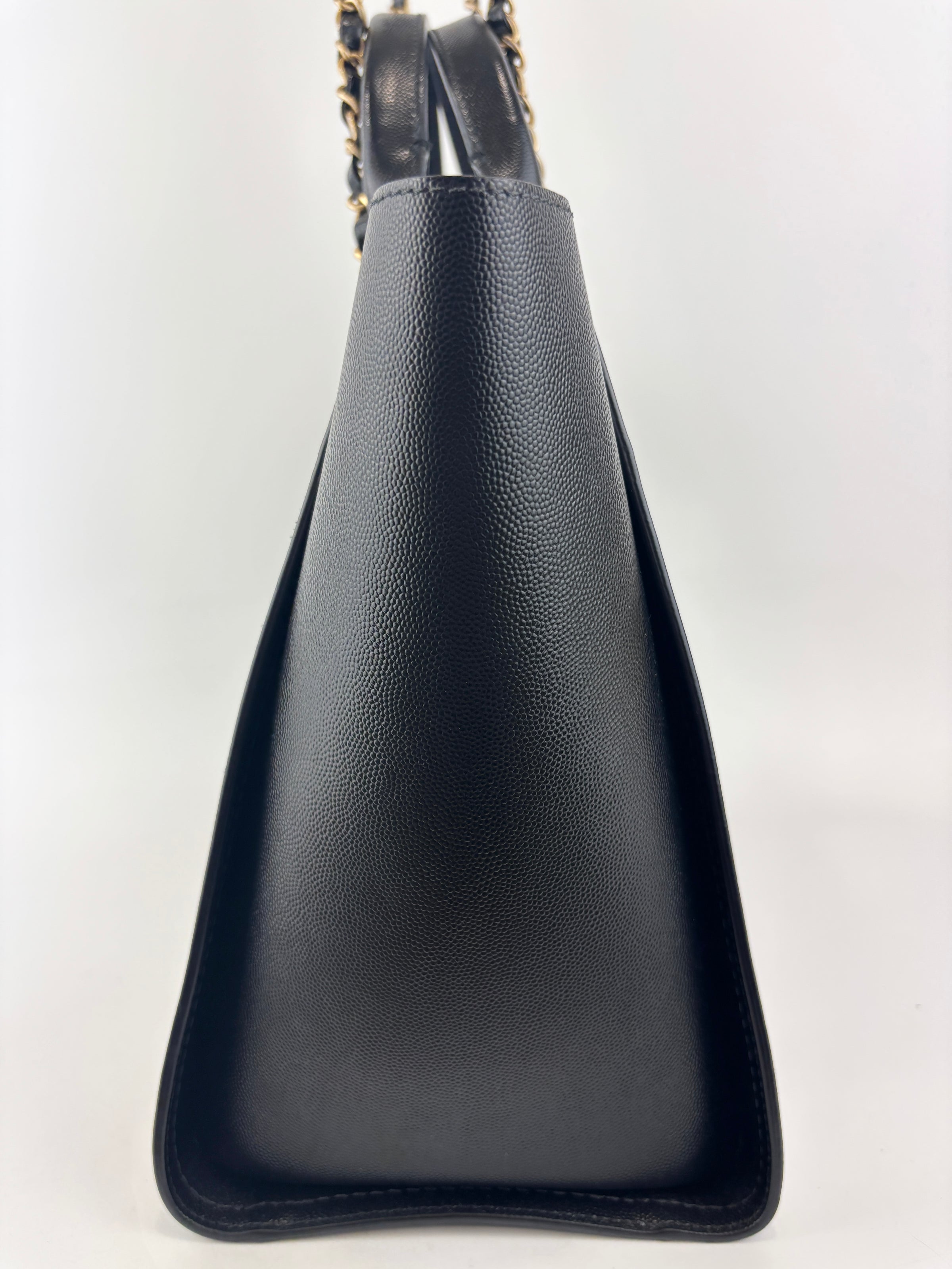 Small Deauville Tote in Black Studded Caviar Leather