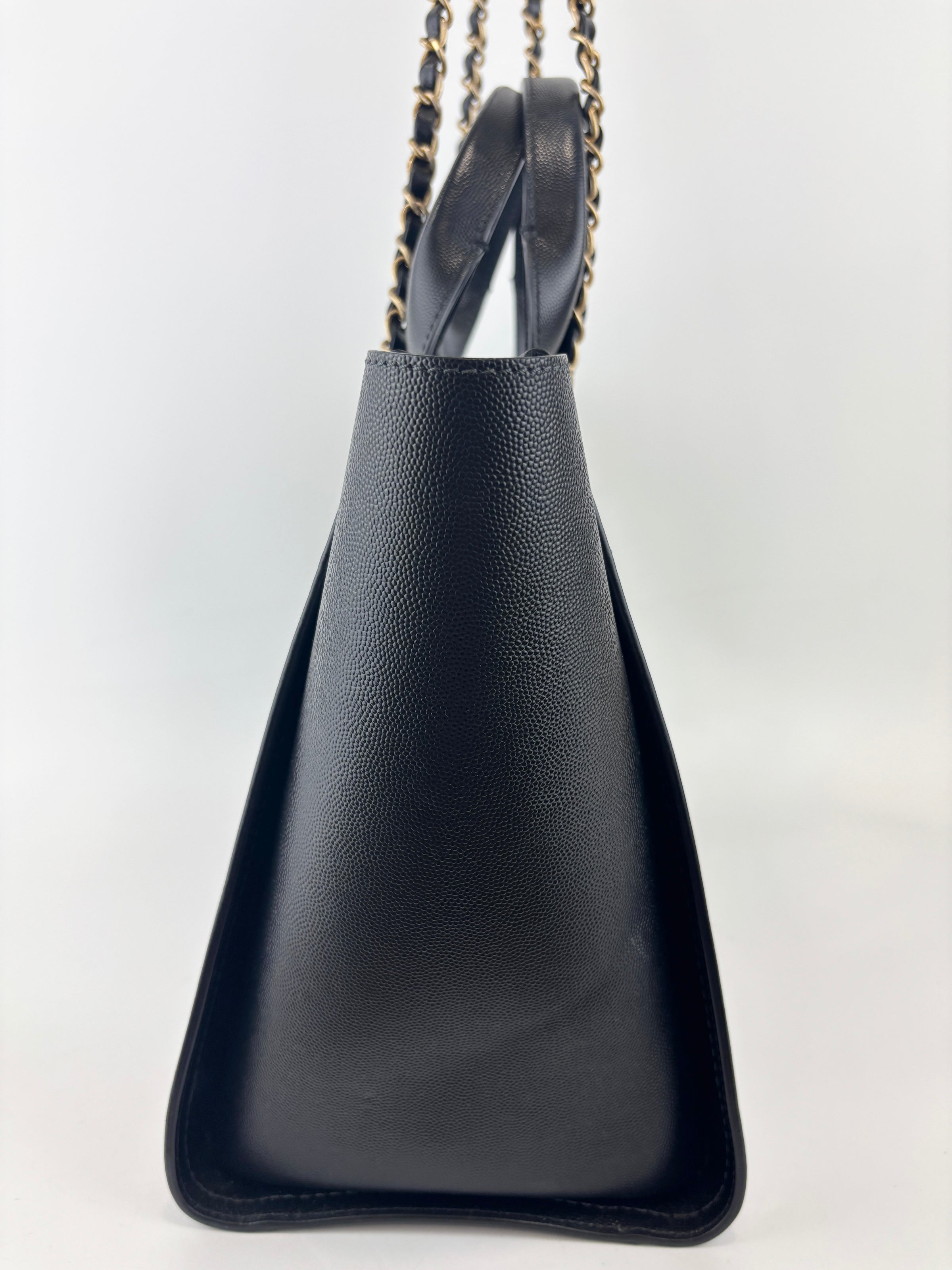 Small Deauville Tote in Black Studded Caviar Leather
