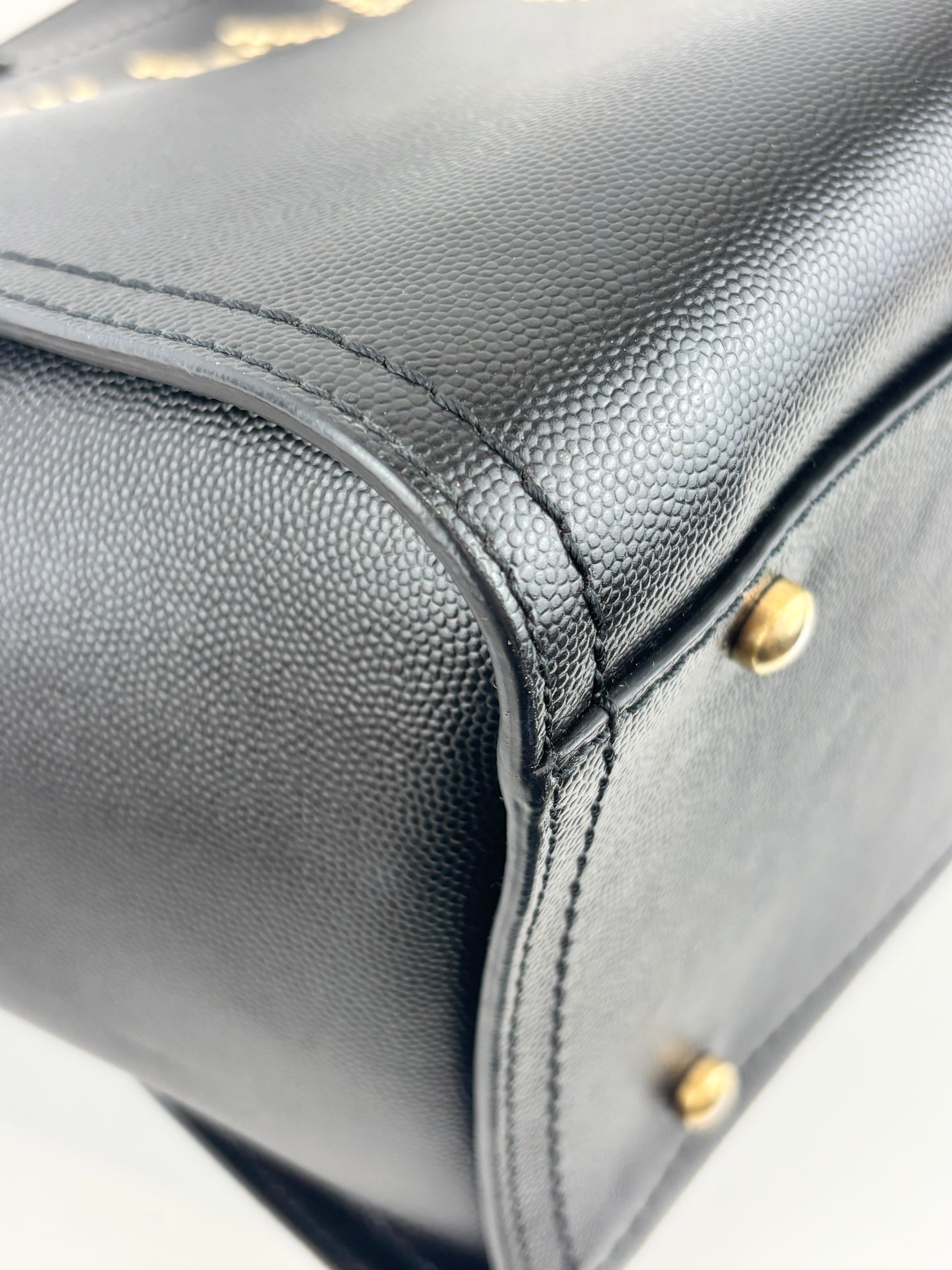 Small Deauville Tote in Black Studded Caviar Leather
