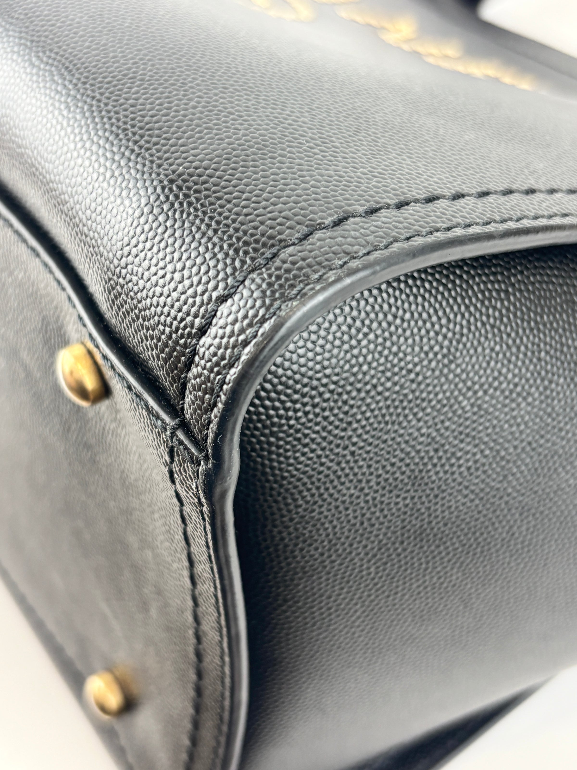 Small Deauville Tote in Black Studded Caviar Leather