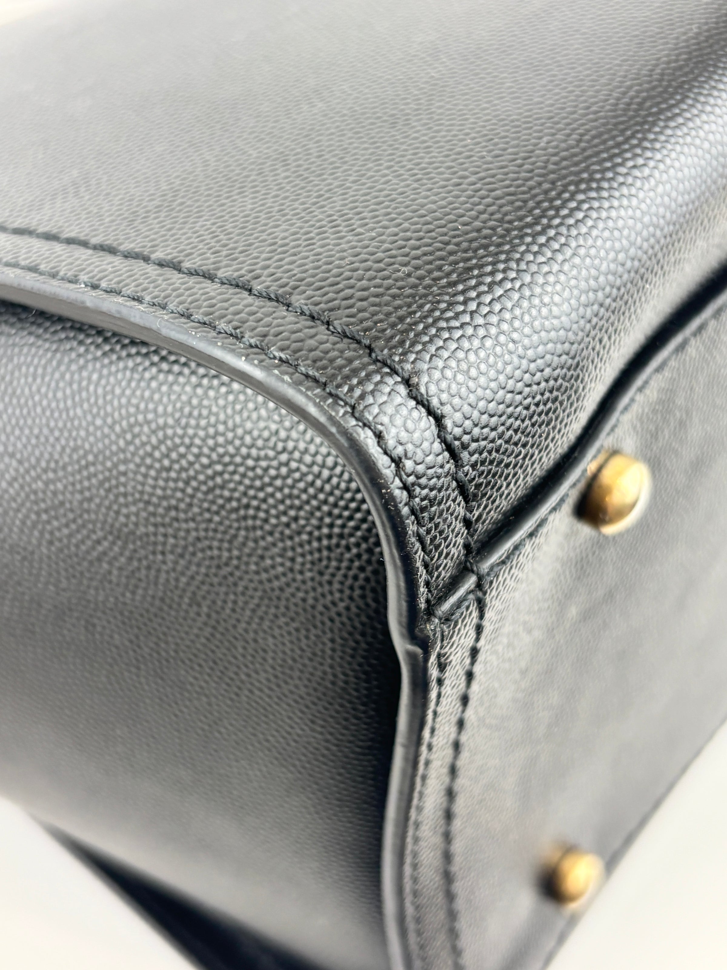Small Deauville Tote in Black Studded Caviar Leather