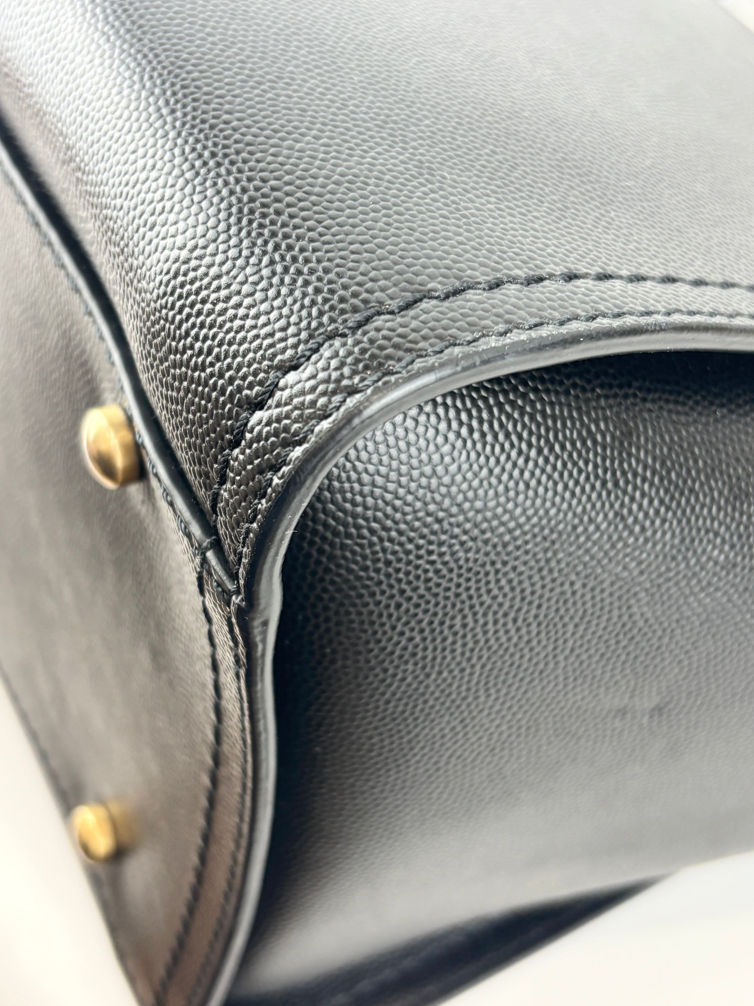 Small Deauville Tote in Black Studded Caviar Leather