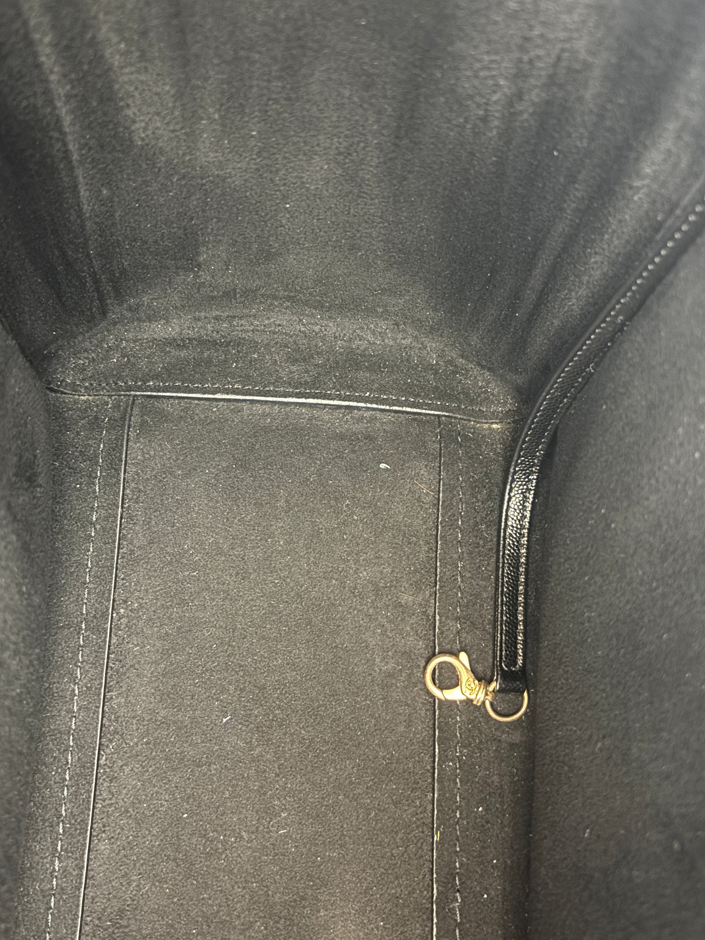 Small Deauville Tote in Black Studded Caviar Leather