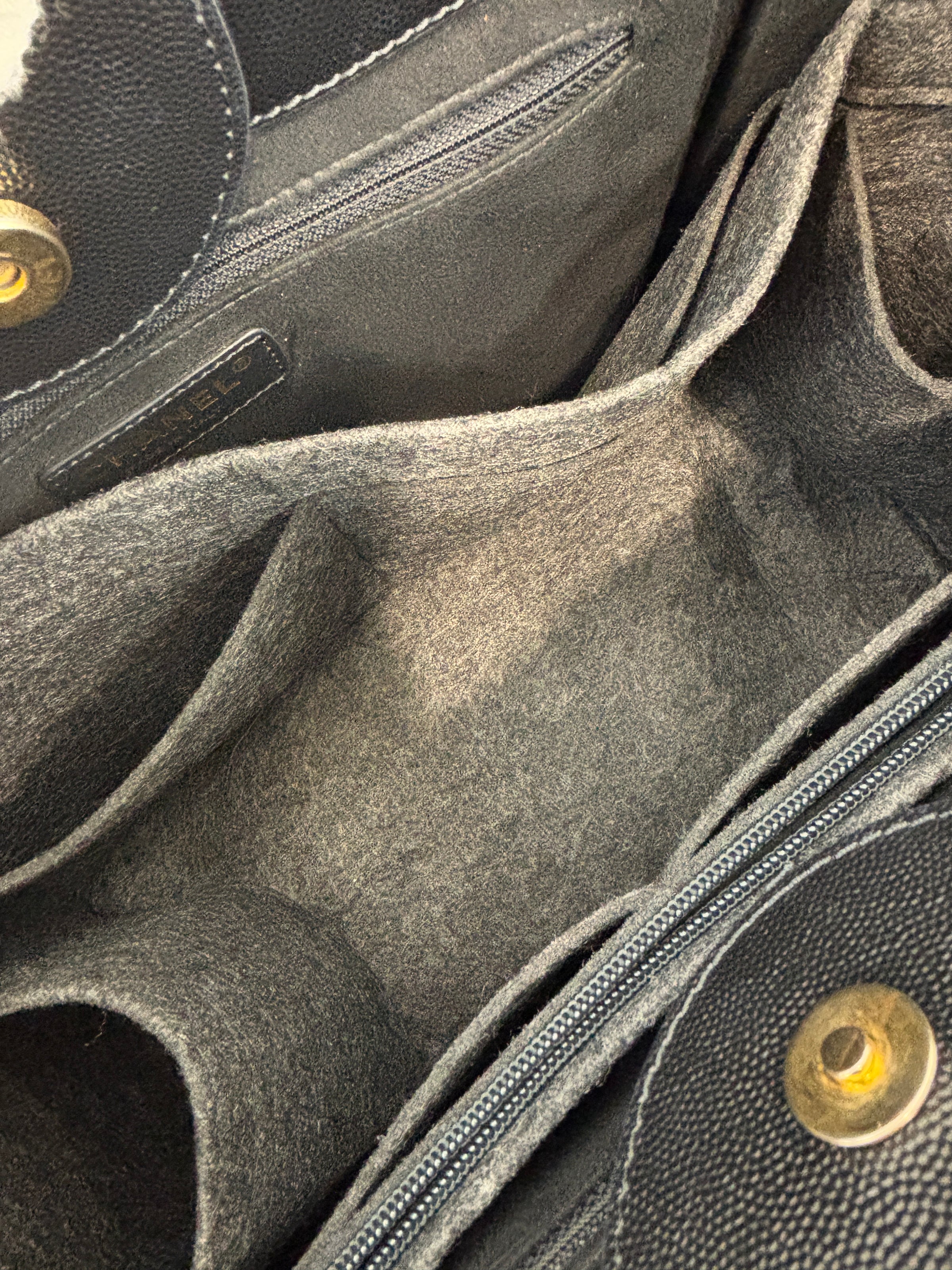 Small Deauville Tote in Black Studded Caviar Leather