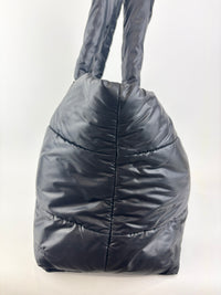 Nylon Shopper Tote in Black/Burgundy