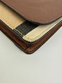 Hampshire Brown Pebbled Leather / House Check Canvas Crossbody Bag