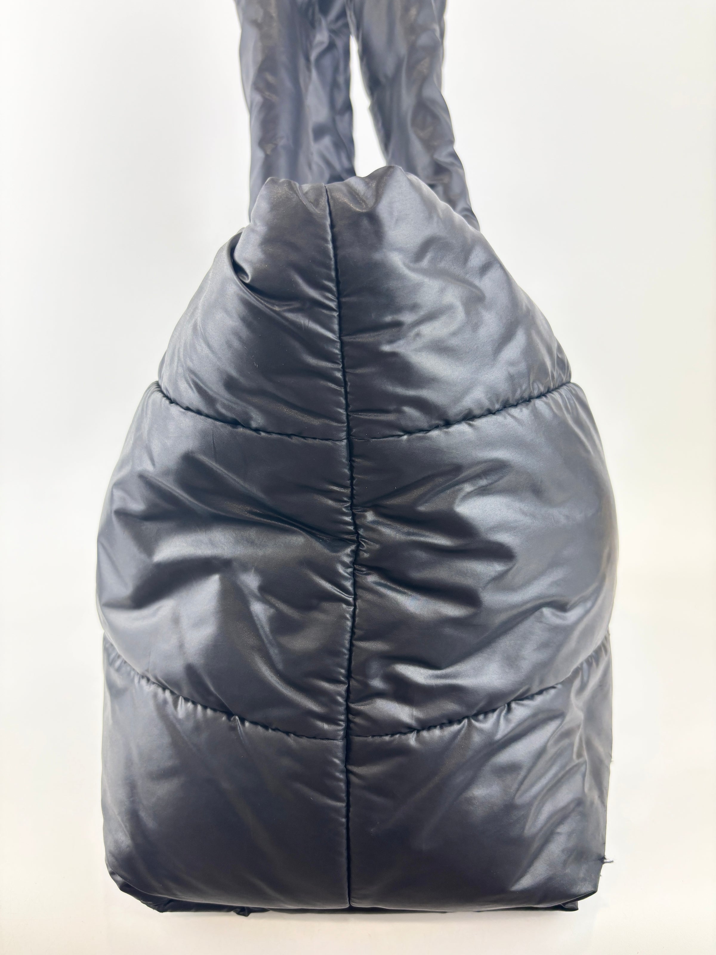 Nylon Shopper Tote in Black/Burgundy