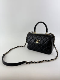 Mini Trendy CC Black Quilted Lambskin Leather *Microchipped*