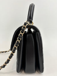Mini Trendy CC Black Quilted Lambskin Leather *Microchipped*