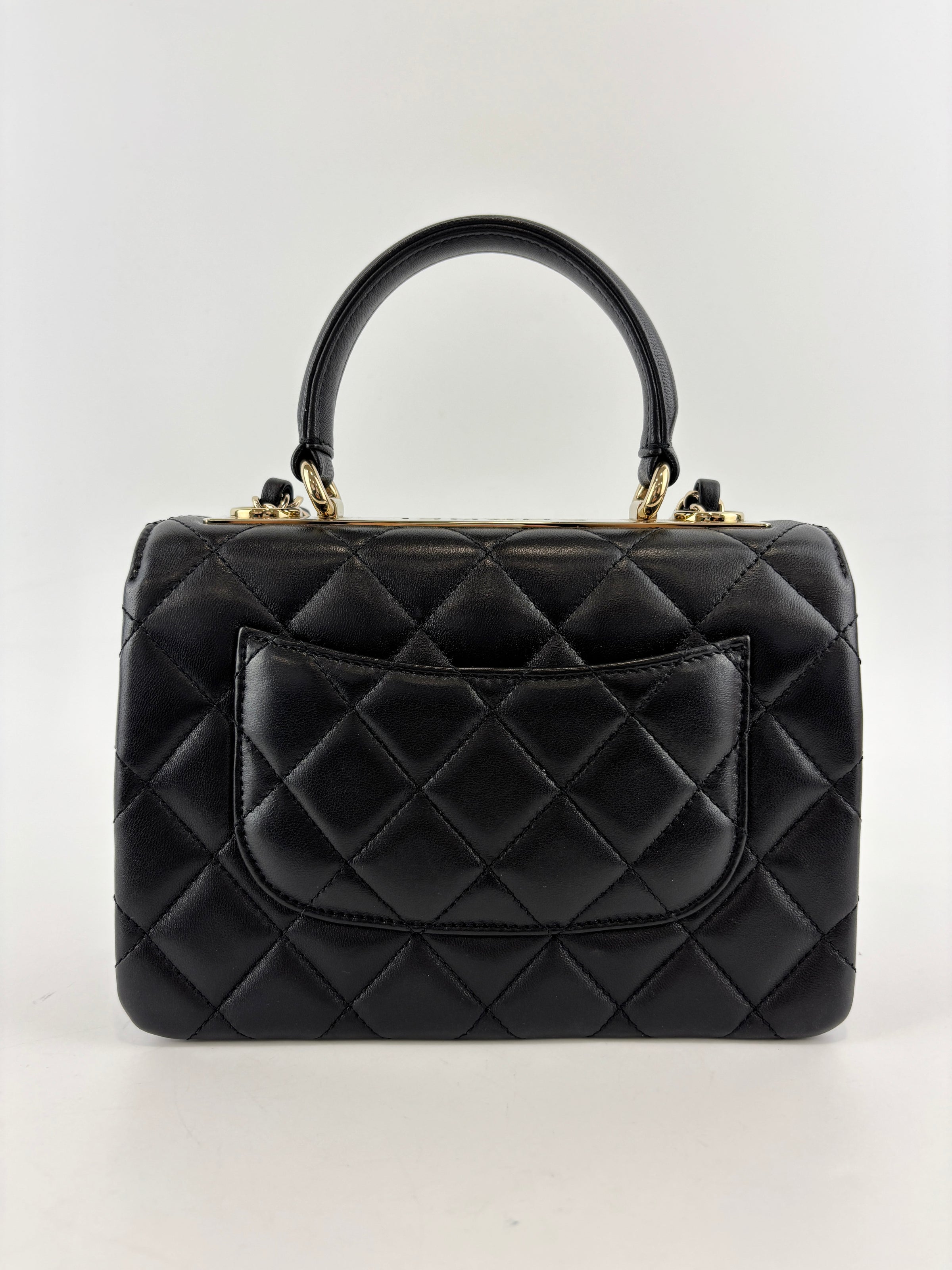 Mini Trendy CC Black Quilted Lambskin Leather *Microchipped*
