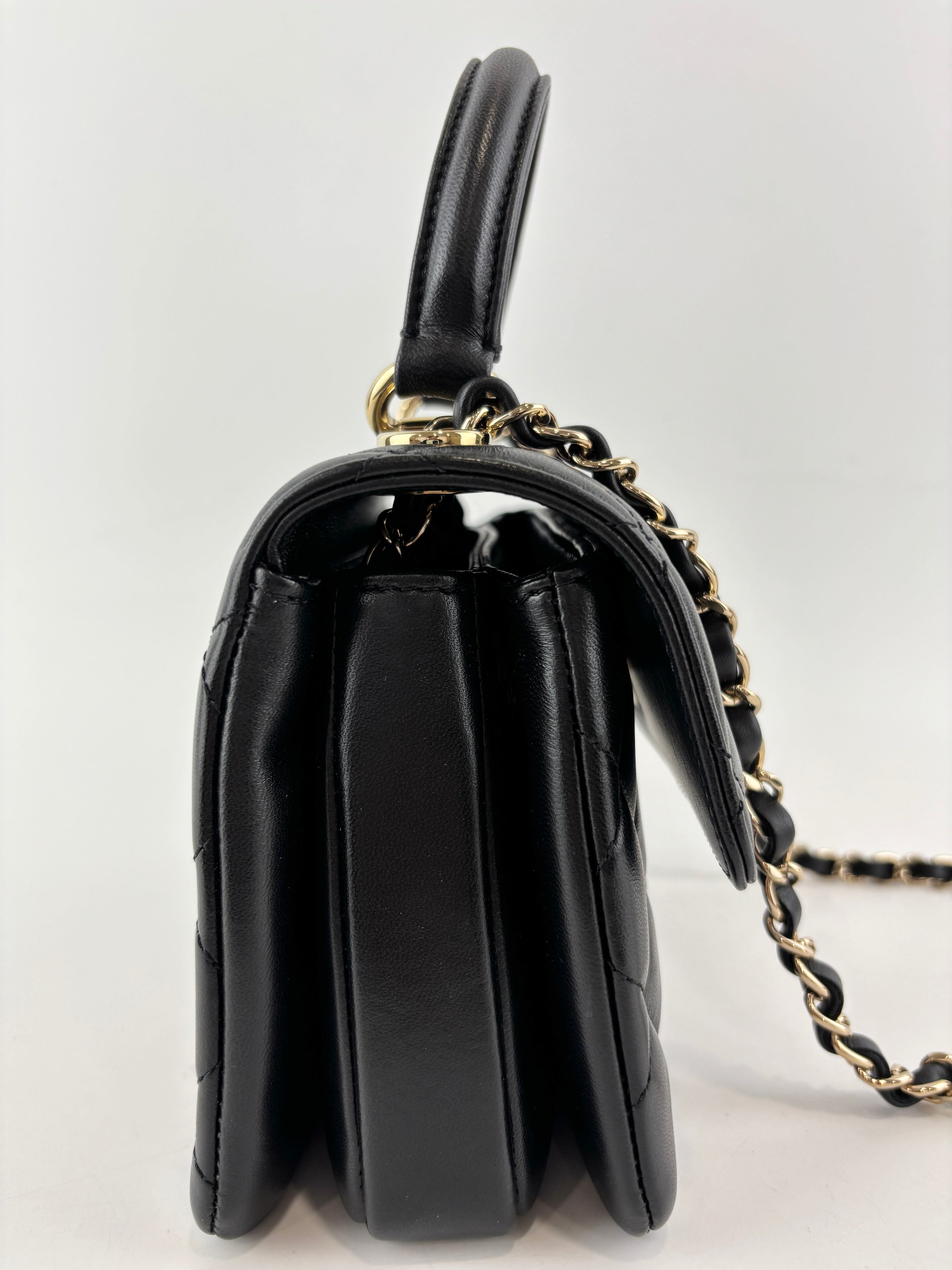Mini Trendy CC Black Quilted Lambskin Leather *Microchipped*
