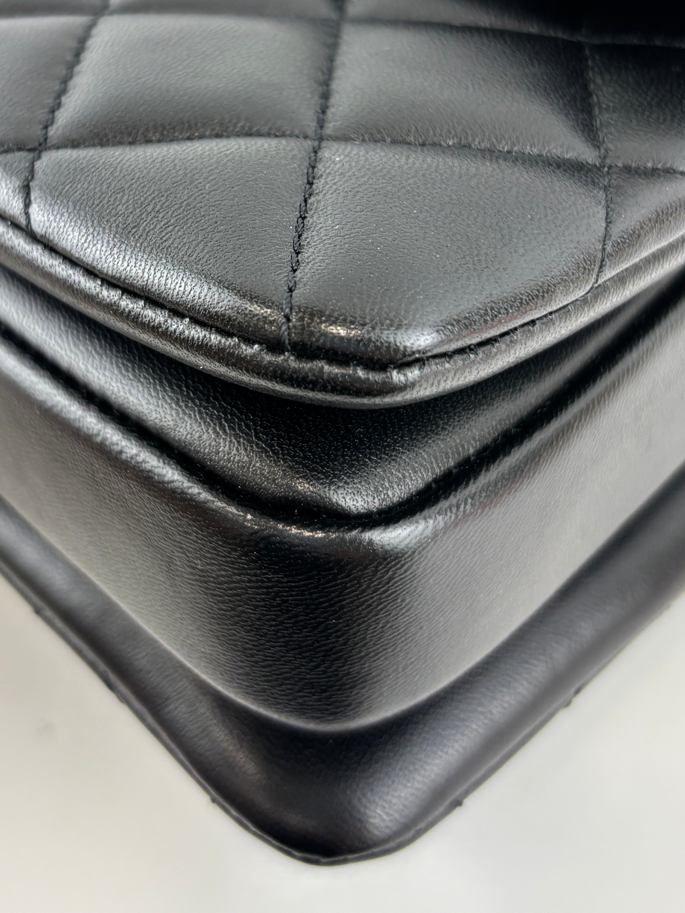 Mini Trendy CC Black Quilted Lambskin Leather *Microchipped*
