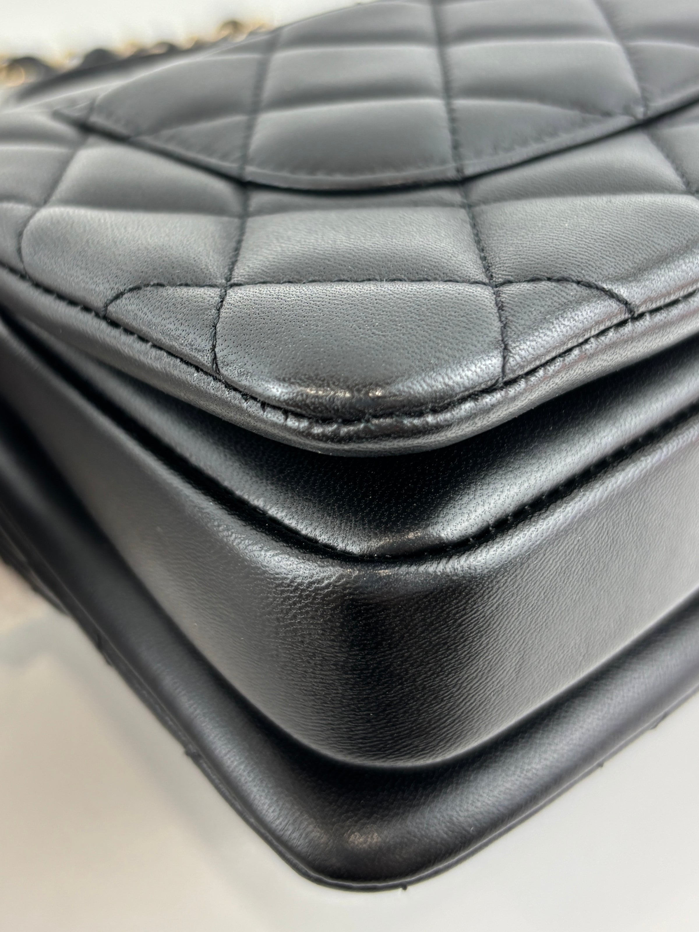 Mini Trendy CC Black Quilted Lambskin Leather *Microchipped*