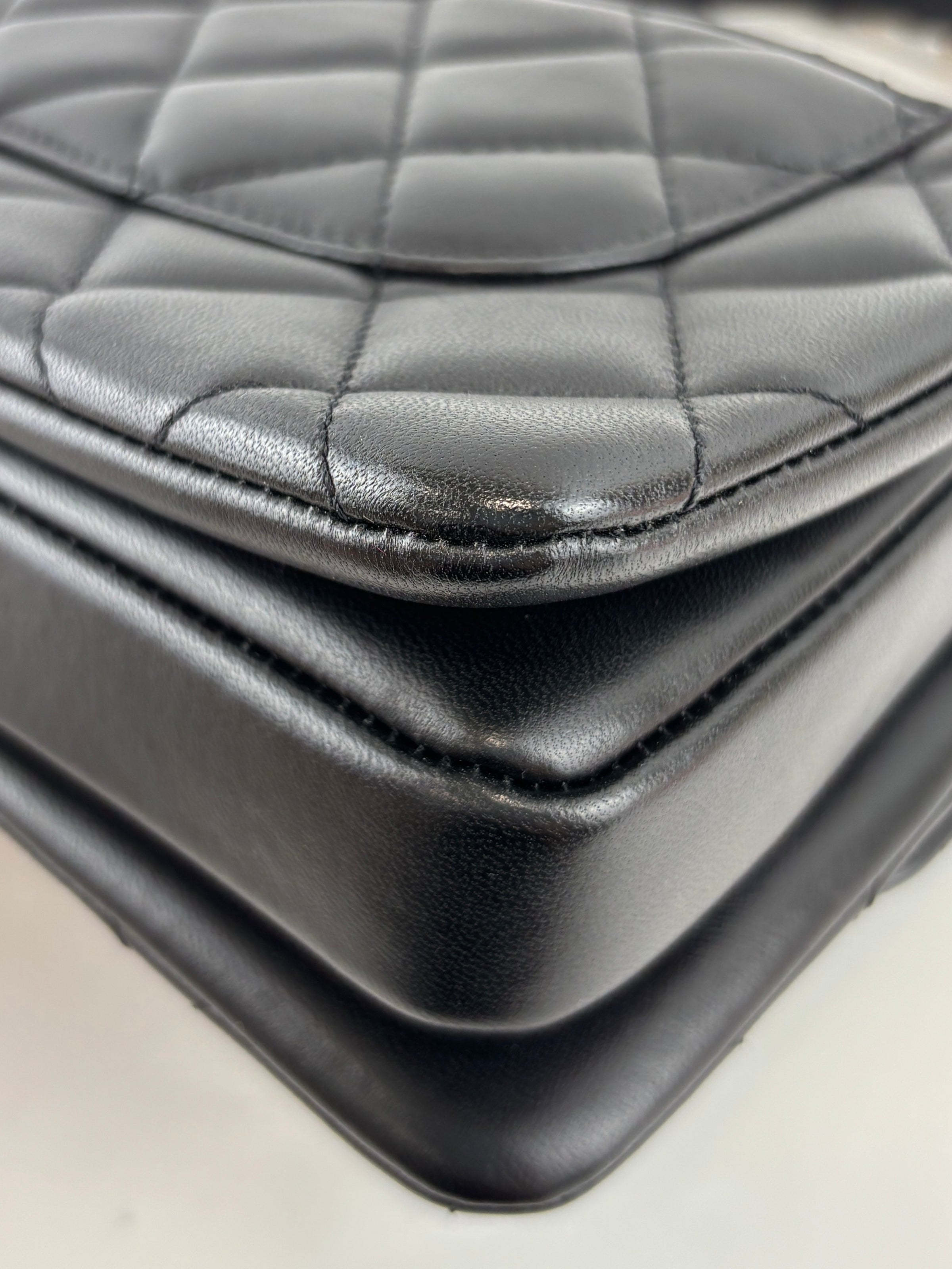 Mini Trendy CC Black Quilted Lambskin Leather *Microchipped*