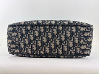 Saddle Tote in Blue Oblique Jacquard Canvas and Leather