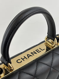 Mini Trendy CC Black Quilted Lambskin Leather *Microchipped*