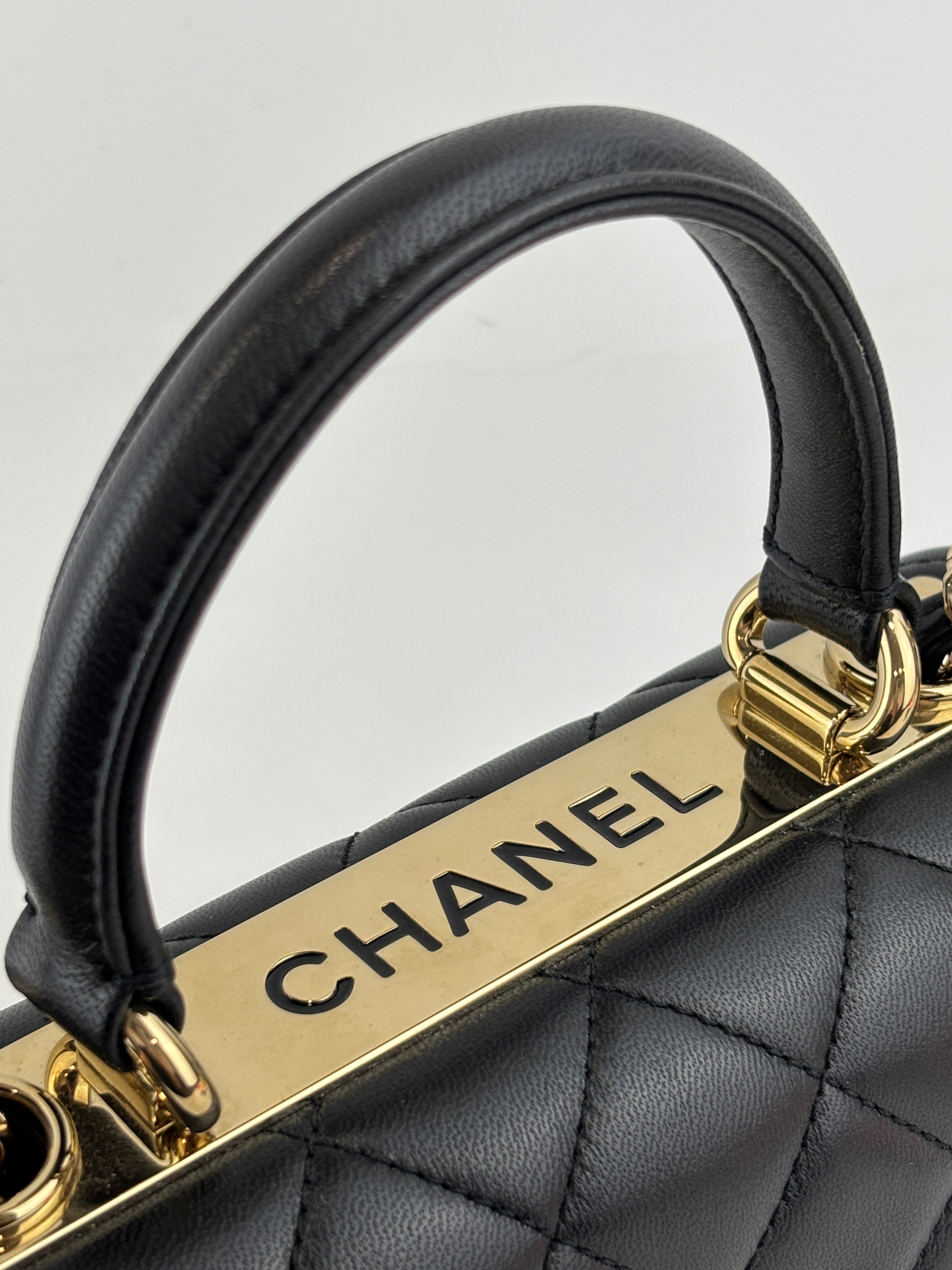 Mini Trendy CC Black Quilted Lambskin Leather *Microchipped*