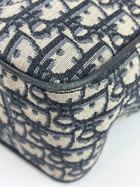 Saddle Tote in Blue Oblique Jacquard Canvas and Leather