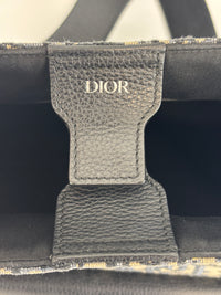 Saddle Tote in Blue Oblique Jacquard Canvas and Leather