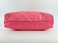 AS3260 22 Drawstring Rainbow Hardware Shiny Calfskin Quilted Pink