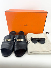 Candy Sandal in Chevre Leather Noir Size 36