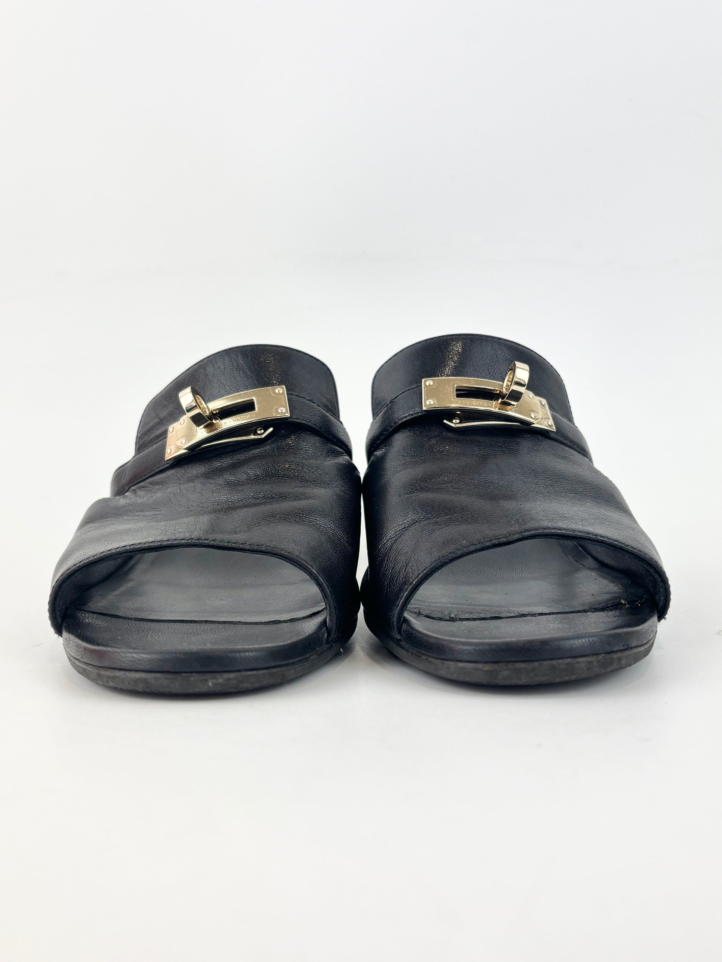 Candy Sandal in Chevre Leather Noir Size 36