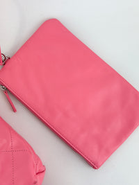 AS3260 22 Drawstring Rainbow Hardware Shiny Calfskin Quilted Pink
