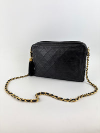 Vintage Black Quilted Lambskin Tassel Camera Bag 24K GHW