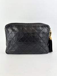 Vintage Black Quilted Lambskin Tassel Camera Bag 24K GHW