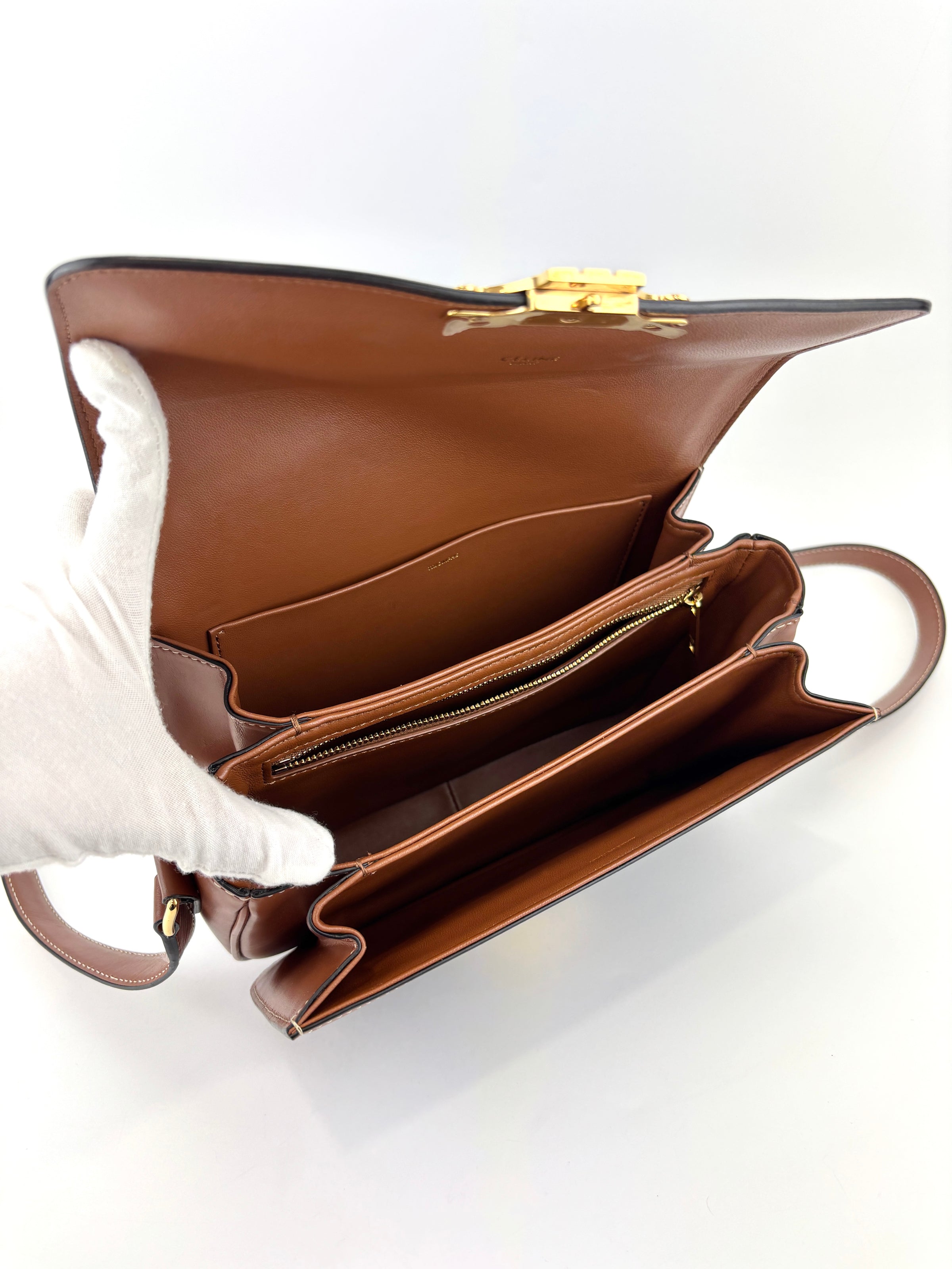 Medium Triomphe Canvas Calfskin Tan Bag