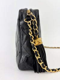Vintage Black Quilted Lambskin Tassel Camera Bag 24K GHW