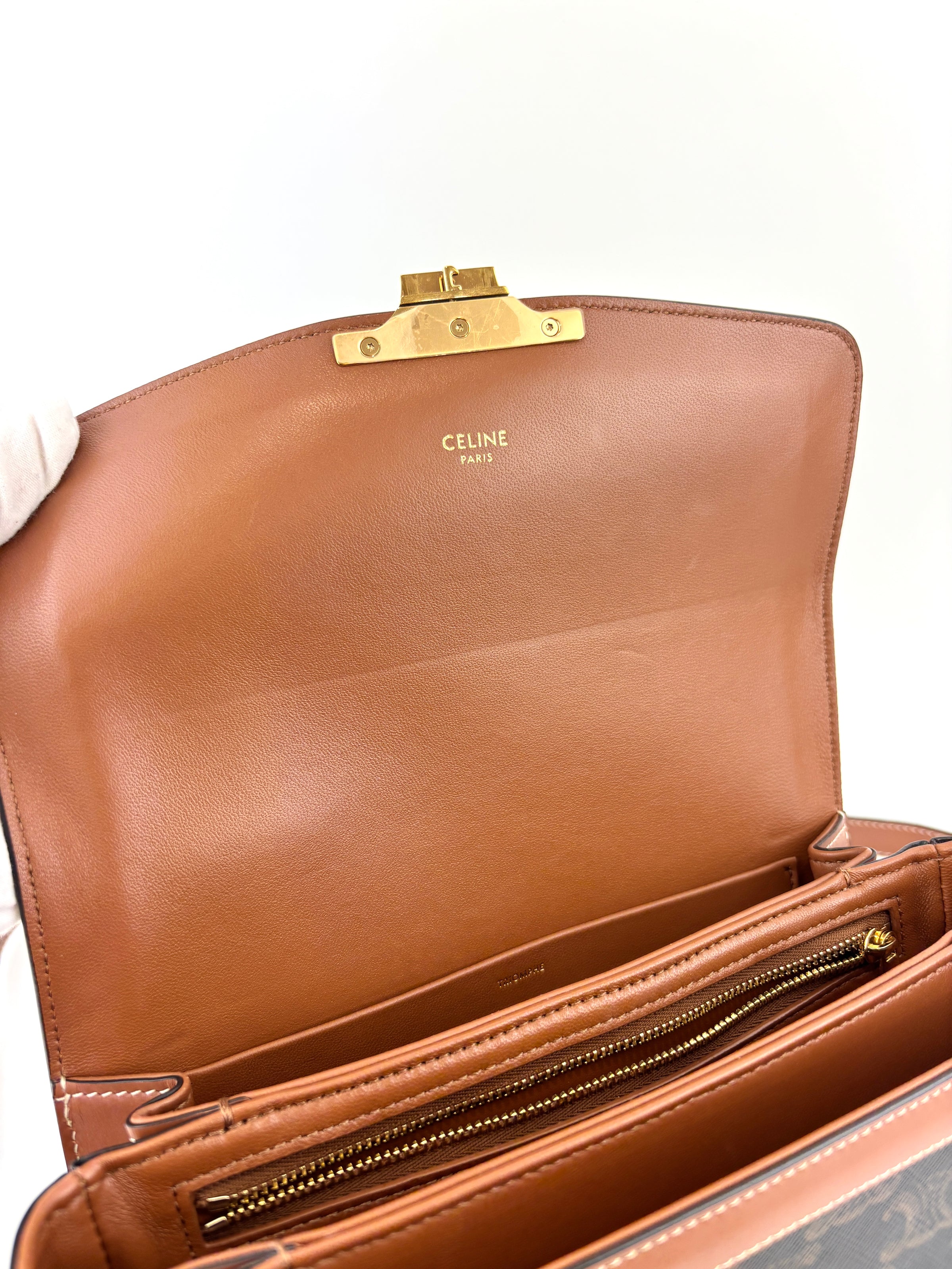 Medium Triomphe Canvas Calfskin Tan Bag