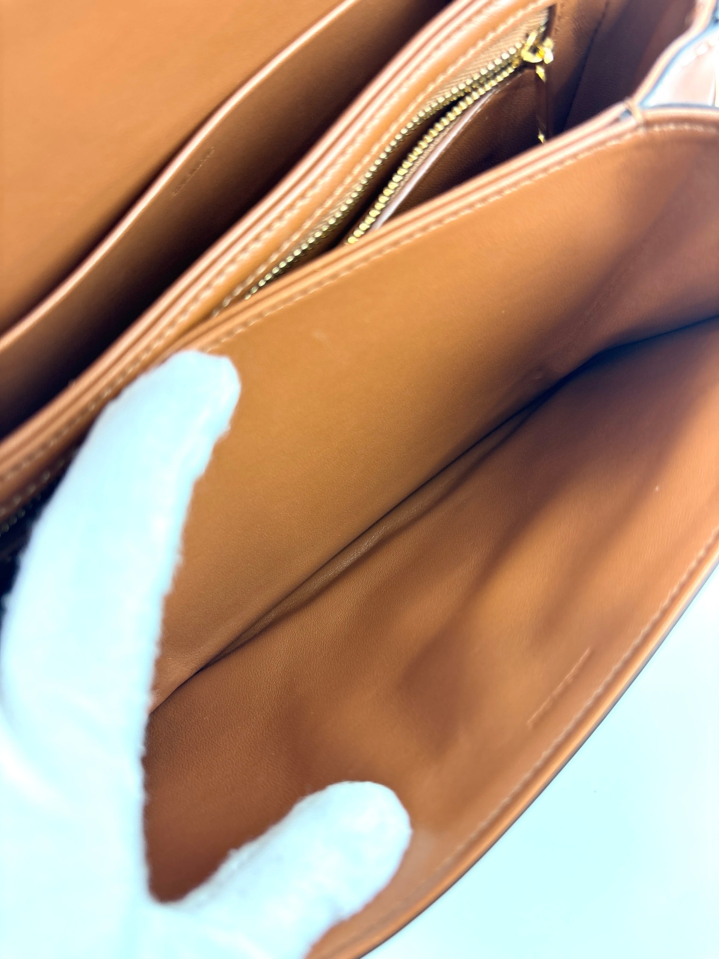 Medium Triomphe Canvas Calfskin Tan Bag