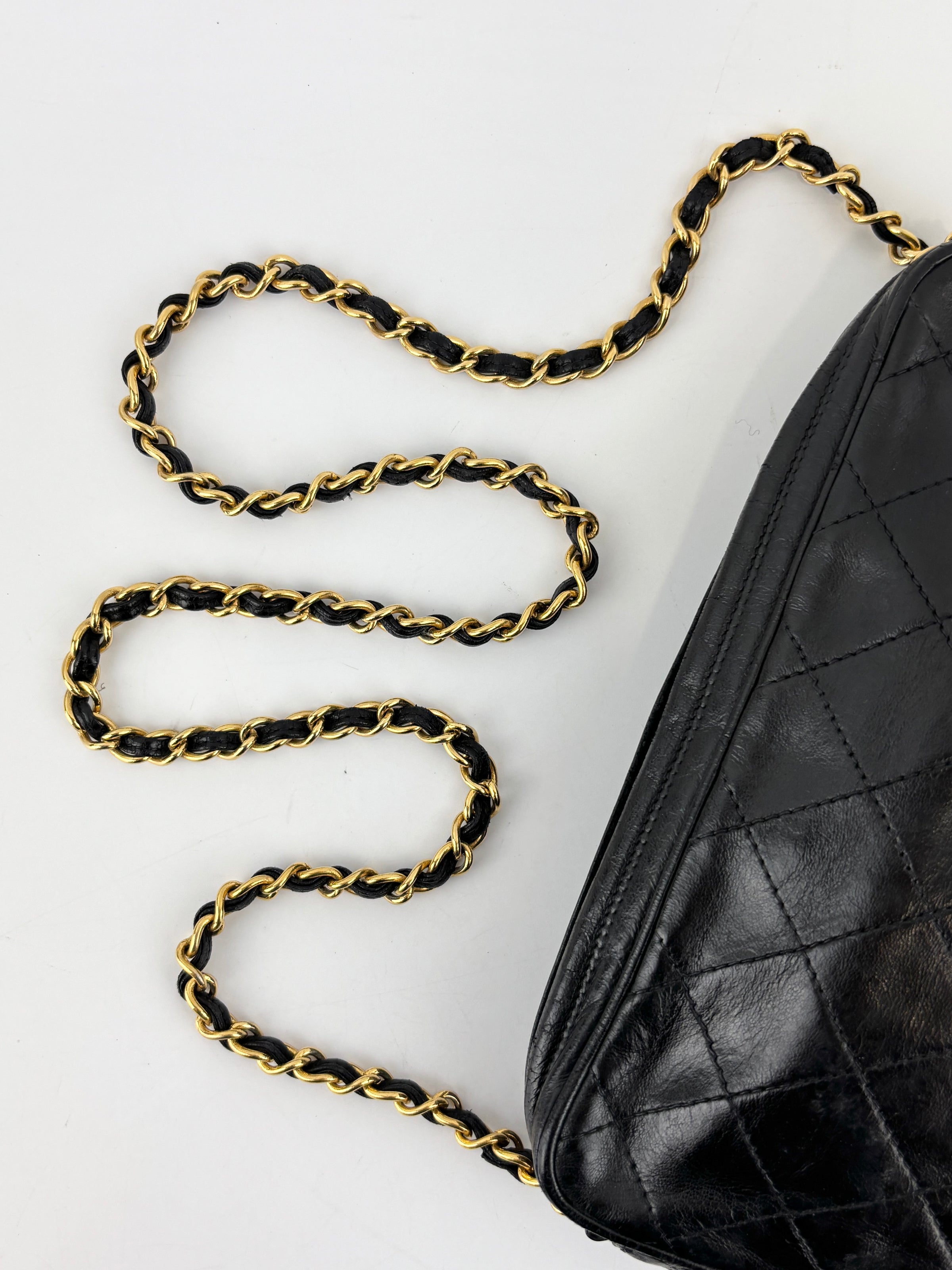 Vintage Black Quilted Lambskin Tassel Camera Bag 24K GHW