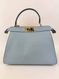 Multicolor Leather and Suede Medium Girl Inlay Peekaboo ISeeU Top Handle Bag