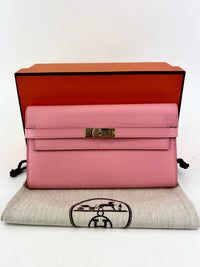 Kelly Long Wallet Epsom Calf Leather Rose Confetti Pink GHW