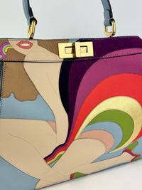 Multicolor Leather and Suede Medium Girl Inlay Peekaboo ISeeU Top Handle Bag