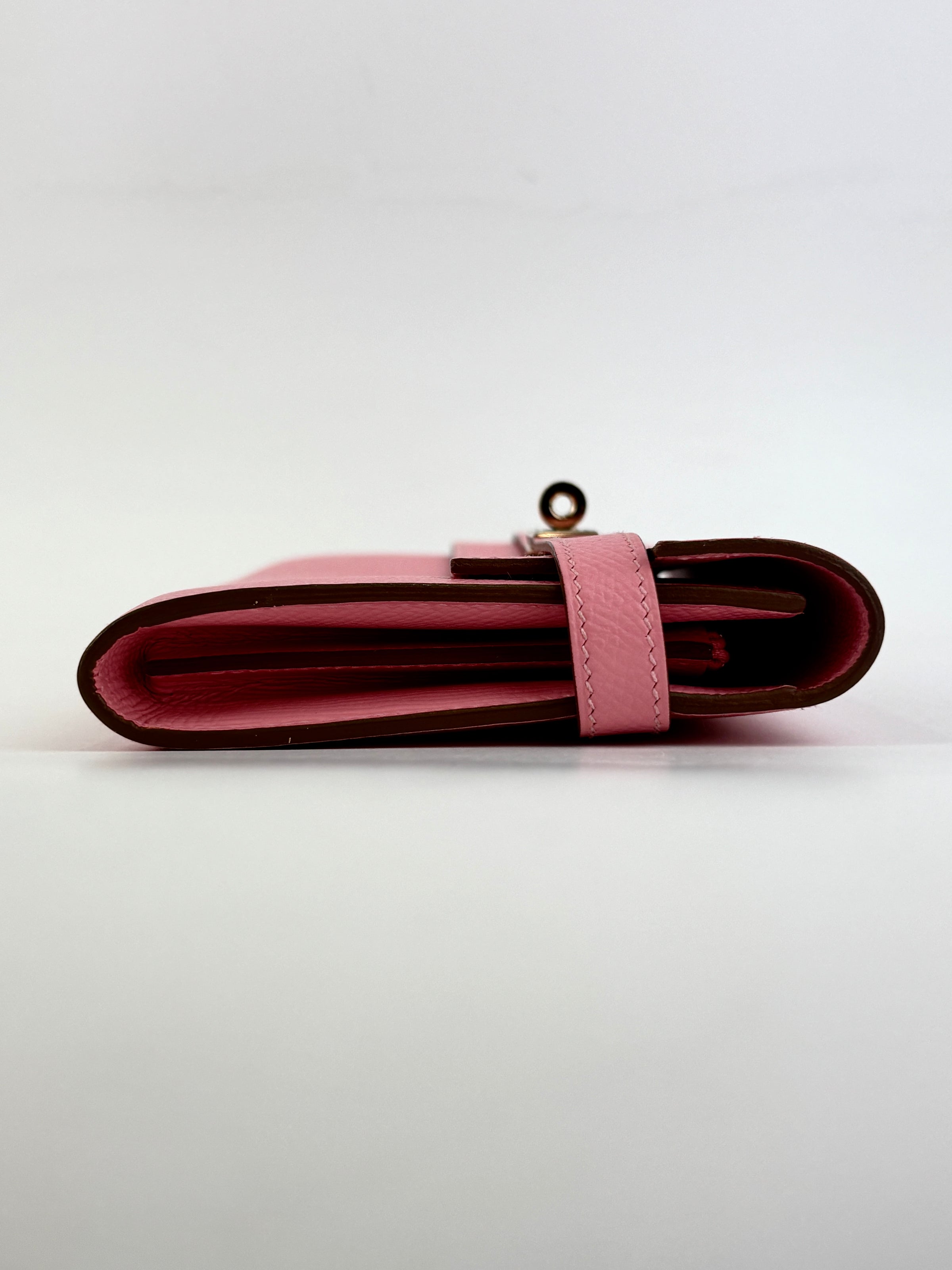 Kelly Long Wallet Epsom Calf Leather Rose Confetti Pink GHW